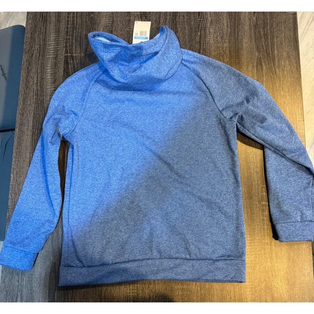 NWT Nike Therma Fit Mens Training Hoodie Blue Swoosh Logo Zipper Pocket Size M &